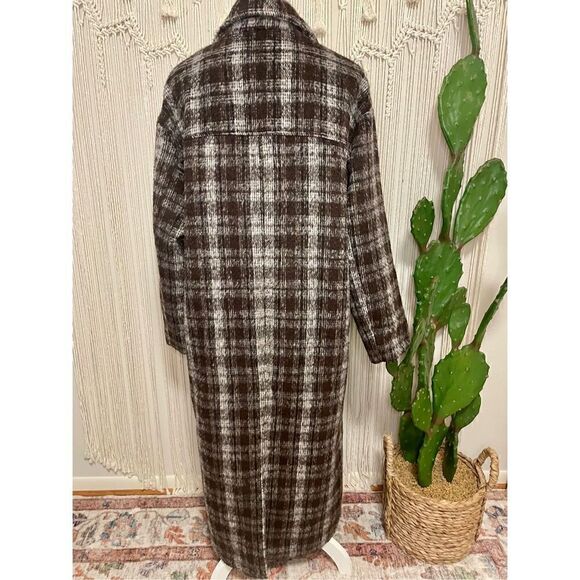 COTTON ON Long Oversized Plaid Coat Size L (AS IS) - Picture 8 of 16